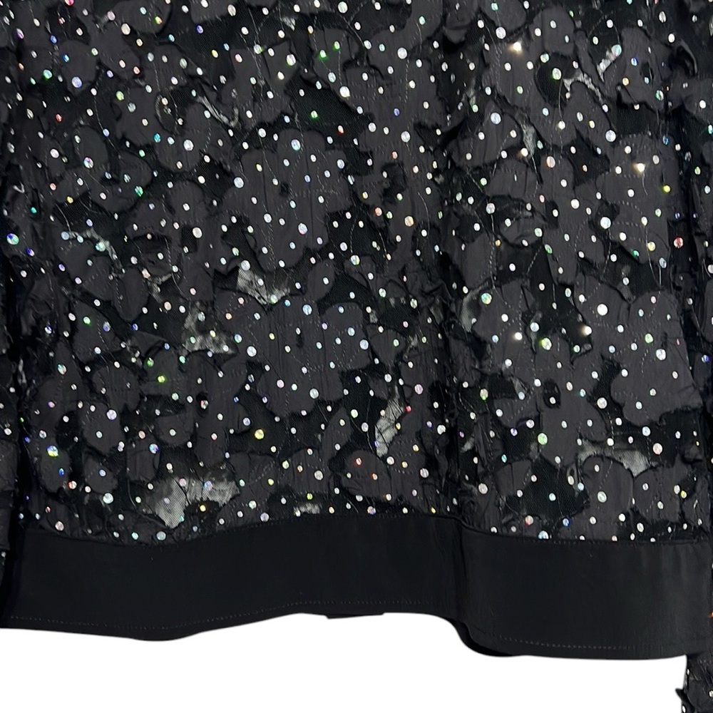Joseph Ribkoff Black Cardigan Blouse Womans Size 14 Sheer Cutout Sparkle Vintage - Picture 8 of 10